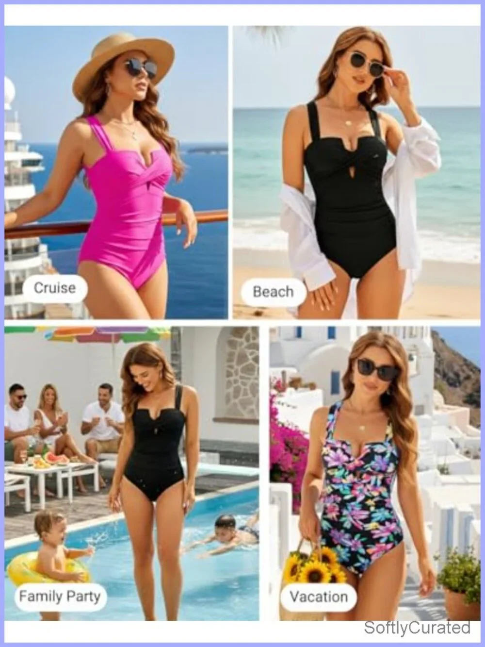 Tummy Control One Piece Swimsuit with Push Up Bra Twist Front Cutout Slimming